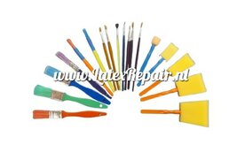 Set 18 penselen, kwastjes en foambrushes