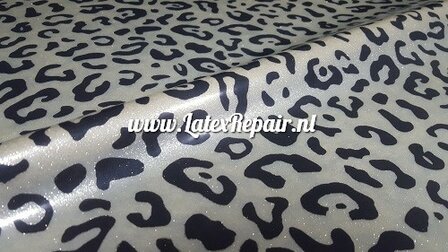 Latex sheet - Leopard zilver mini glitter - 1531