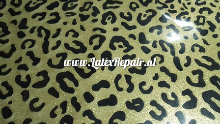 Latex sheet - Leopard mini glitter transp goud - 1455