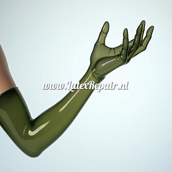 Latex Handschoenen - Transparant olijf - Lang - Opera (Lolllipop Latex)