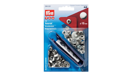 drukknopen zilver anorak prym 15 mm
