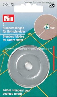 Reservemessen rolmes rotary cutter prym olfa clover 45 mm recht 610472