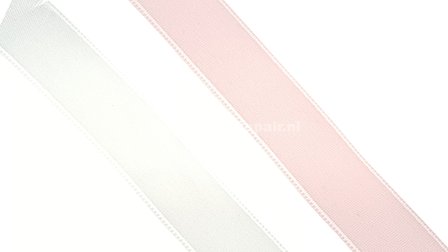 Satijnband tape roze rose en wit 15 mm 01