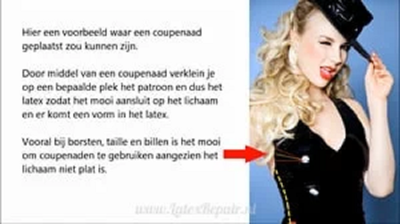 Hoe maak plaats repareer je een coupenaad figuurnaad in latex kleding top rok jurk repareren bewaren 02