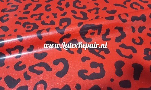 Latex sheet - Leopard metallic bright red 1271