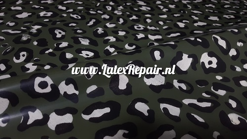 Latex sheet - Leopard green + white - 1389