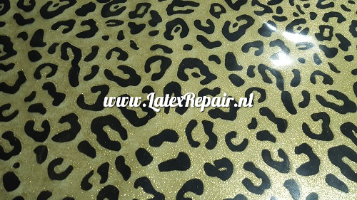 Latex sheet - Leopard mini glitter transp goud - 1455