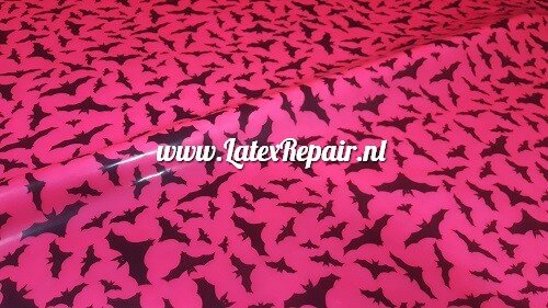 Latex sheet - Vleermuizen, neon pink/magenta-zwart - 1741