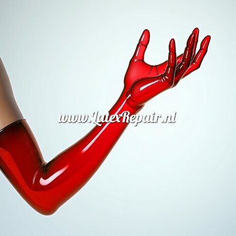 Latex Handschoenen - Semi transparant rood - Lang - Opera (Lolllipop Latex)