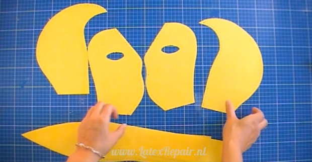 Patroon voor latex masker hood 7 delen groot klein video online