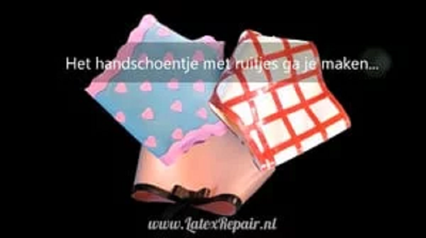 Patroon latex handschoentje met video gauntles handschuhe 01