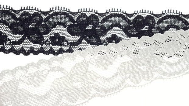Rekbaar kant lace voor kousen lingerie zwart wit 001