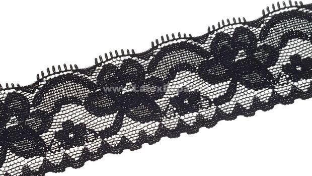 Rekbaar kant lace voor kousen lingerie zwart wit 002
