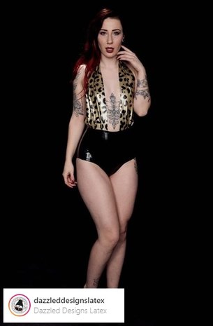 dazzled designs latex amsterdam latexrepair cursus workshop zelf latex kleding maken 01 leopard latex glitter goud