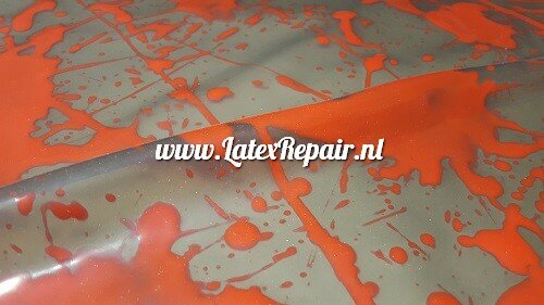 Latex sheet - Splatter transparent black and red