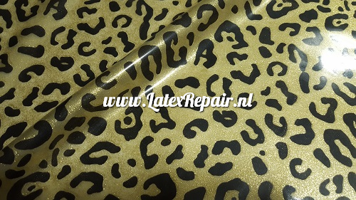 Latex sheet - Leopard mini glitter semi transp goud  Latex sheet - Leopard mini glitter semi transp goud